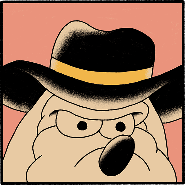 A close up of Sheriff Wild Ear looking fierce